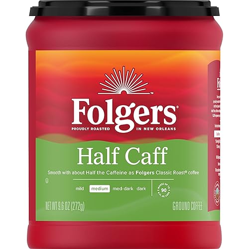 Folgers Half Caff Ground Coffee, Medium Roast, 9.6 Ounce - 9.6 Ounce (Pack of 1)
