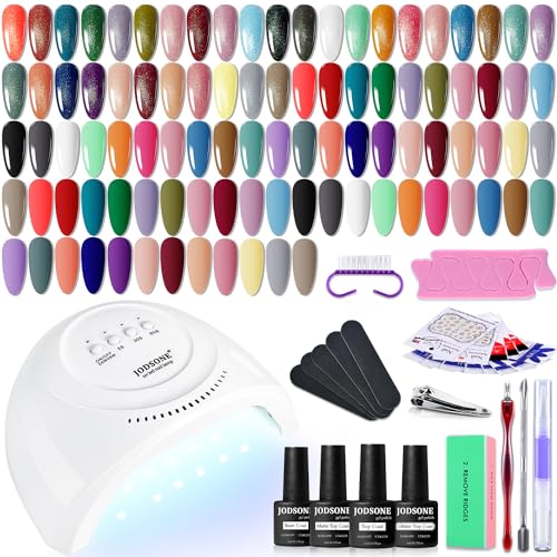 JODSONE 36 PCS Gel Polish Kit with U V Light 4 Bottles of Base Coat Glossy Matte Glitter Top Coat - 32SUN1G-SET 1