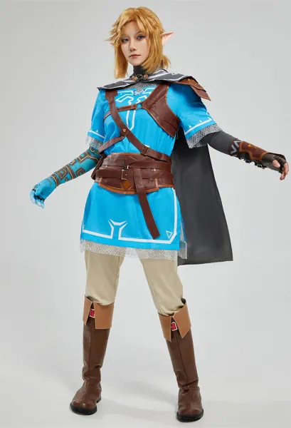 The Legend of Zelda: Tears of the Kingdom Link Cosplay Costume Top and Trousers with Cloak and Bags