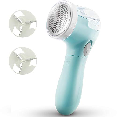 Feeke Lint Remover, Electric Clothes Sweater Fabric Shaver, Portable, Quickly and Effectively for Couch, Blanket, Curtain, Socks, Legging, Wool, Cashmere, Battery Operated, Sky Blue