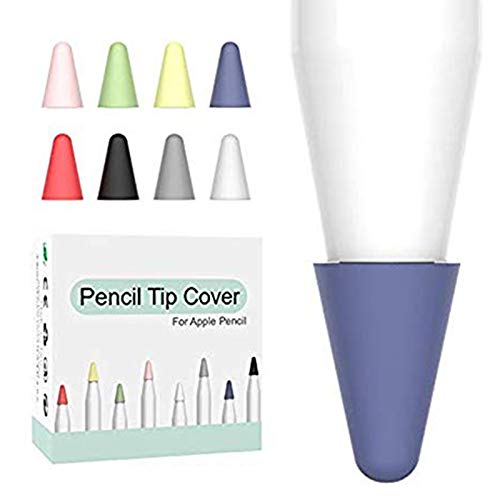 OneCut 8 Pcs Silicone Pencil Nib/Tip Protector Cap for Drawing Noiseless Compatible for Apple Pencil 1st/2nd Replacement Non-Slip Writing Nib/Tip Protector (Mixed Color) - Mixed Color