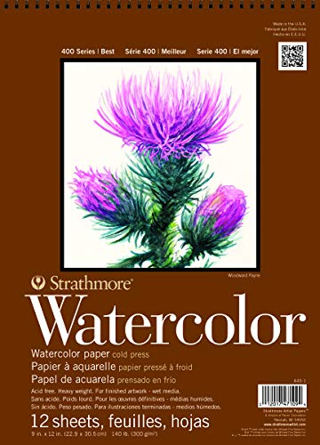 Strathmore Watercolor Paper Pad 9"X12"-140lb Cold Press 12 Sheets -62440100 - 9x12 - Wire Binding
