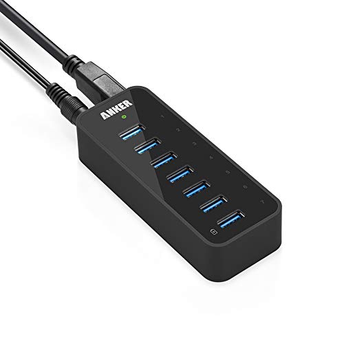 Anker 7-Port USB 3.0 Data Hub with 36W Power Adapter and BC 1.2 Charging Port for iPhone 7/6s Plus, iPad Air 2, Galaxy S Series, Note Series, Mac, PC, USB Flash Drives and More - 