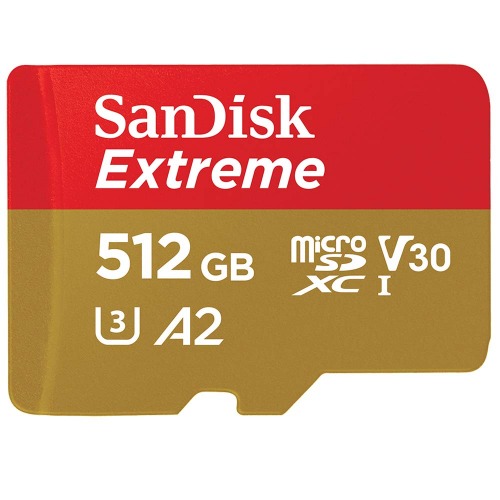 SanDisk 512GB Extreme microSDXC UHS-I Memory Card with Adapter - Up to 160MB/s, C10, U3, V30, 4K, A2, Micro SD - SDSQXA1-512G-GN6MA - Card Only 512GB