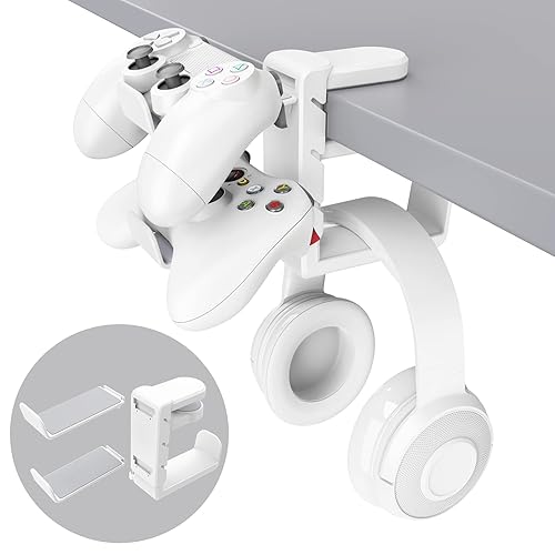 3-in-1 PC Gaming Headset&Controller Holder - White
