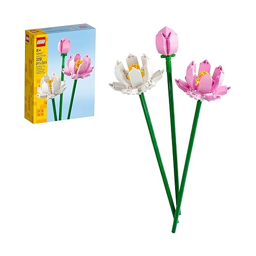 LEGO Lotus Flower - Building Toy for Kids, Girls & Boys, Ages 8+ - Artificial Lotus for Home Decor & Display - Gift for Her & Him - 40647 - Multicolor