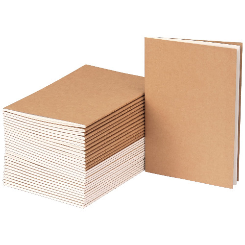 EOOUT 24 Pack Kraft Notebooks, Journals in Bulk, Blank Paper Sketchbooks, 60 Pages, 30 Sheets, 80GSM, 8.3x5.5 Inch, A5 Size, Travel Journal Set, for Gifts, Students and Office Supplies - 24