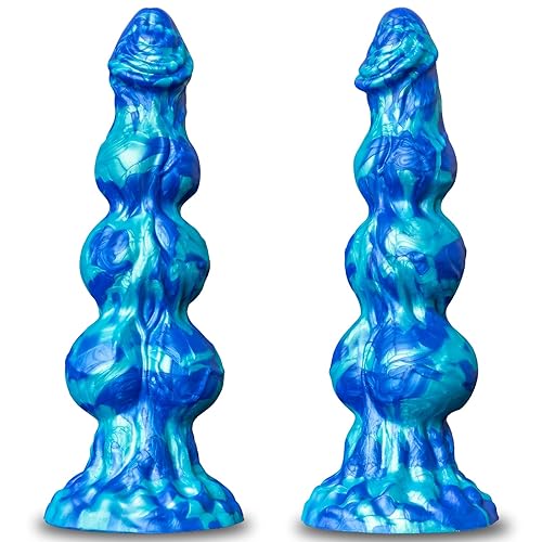 10" Huge Monster Knot Horse Dildo - Big Fantasy Dragon Dildo with 3 Dog Knots, Thick Anal Dildo with Big Suction Cup, Giant Knotted Dildo for G Spot Anal, Adult Sex Toys & Games for Women Men Gay - Blue