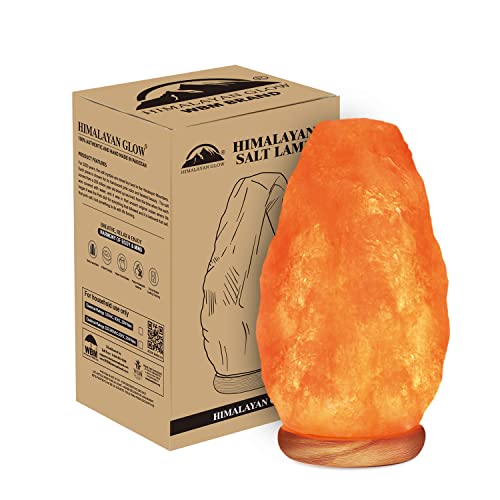 Himalayan Glow Natural Pink Salt Lamp, Crystal Salt Lamp Night Light with (ETL Certified) Brightness Control Dimmer Switch, Wooden Base & Salt Lamps Bulb, 5-7 Lbs - Pink