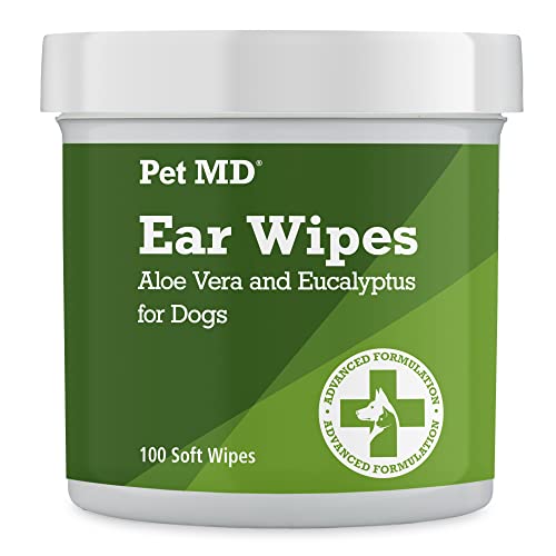 Pet MD - Dog Ear Cleaner Wipes - Otic Cleanser for Dogs to Stop Ear Itching, and Infections with Aloe and Eucalyptus - 100 Count - 1