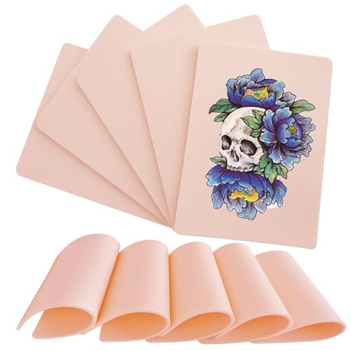 Fake Skin Tattoo - Rayyl 5PCS Tattoo Skin Practice 3mm Thick 6"x8" Tattoo Fake Skin Blank Tattoo Tatouage Practice Skins for Tattoo Supplies - 5pcs