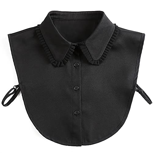 LoudSung Detachable Half Shirt Blouse False Collar Folding Design for Women Girls - 16 - Black