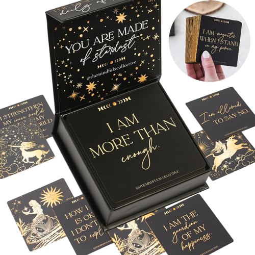 AFFIRMATION CARDS FOR WOMEN - 50 Positive Affirmations Cards. Self Care Oracle Cards, Daily Affirmation Cards Deck, Manifestation Meditation Cards. Inspiration Cards, Metaphysical Gifts for Women - Prosperity Affirmations (Black)