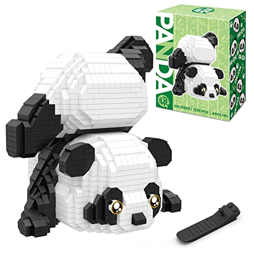Panda Cute Animals Building Sets, Micro Mini Bricks 1325 PCS Toys Kits for Adults to Build, 12+ Teens - upside down Panda