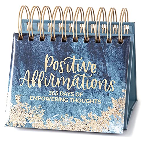 bloom daily planners Undated Perpetual Desk Easel/Inspirational Standing Flip Calendar - Page a Day - (5.25" x 5.5") - Positive Daily Affirmations