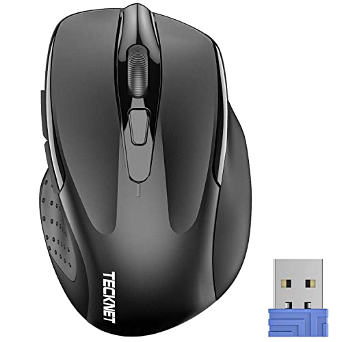 TECKNET Wireless Mouse, 2.4G Ergonomic Optical Mouse, Computer Mouse for Laptop, PC, Computer, Chromebook, Notebook, 6 Buttons, 24 Months Battery Life, 2600 DPI, 5 Adjustment Levels - Black
