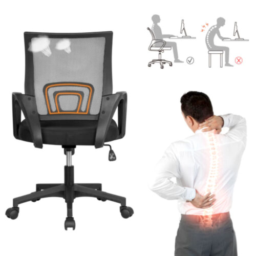 Office Mesh Chair with Lumbar Support - Black