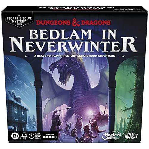 Hasbro Gaming, Dungeons & Dragons: Bedlam in Neverwinter, Escape Room, Cooperative Board Games for Ages 12+, 2-6 Players, 3 Acts Approx. 90 Mins. Each