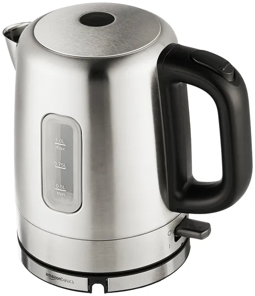 Amazon Basics Stainless Steel Portable Electric Hot Water Kettle - 1 Liter, Silver