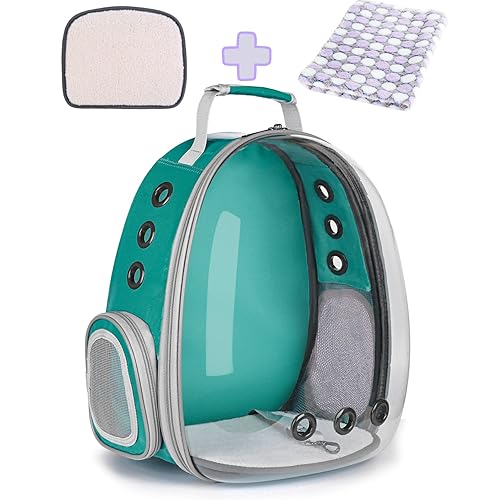 Lollimeow Cat Carrier Backpack, Clear Bubble Waterproof Backpack Carrier, Pets and Small Dogs,Airline-Approved, Designed for Travel, Hiking, Walking & Outdoor Use (Classic-Green) - Classic-Green