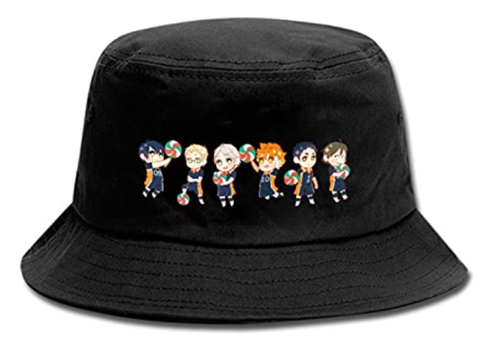 WANHONGYUE Haikyuu Anime Bucket Hat Fishing Hat Unisex Wide Brim Sun Hat Summer Beach Fisherman Cap - One Size - Black/5