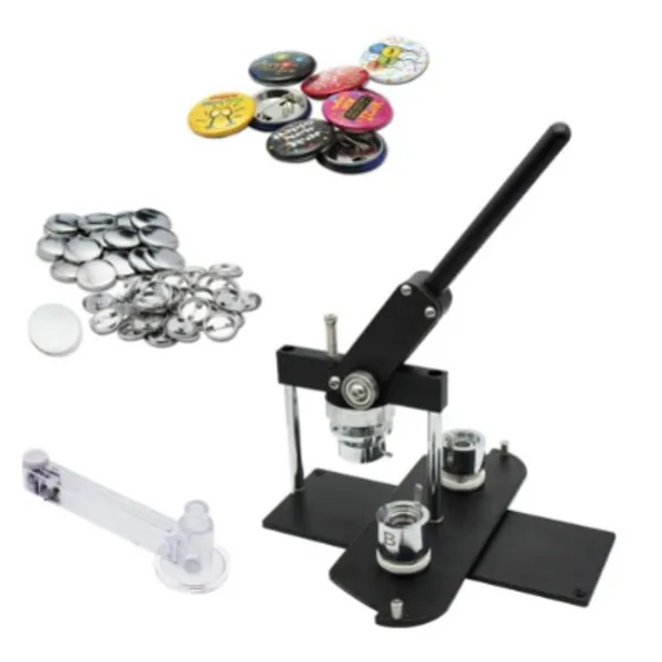 ChiButtons Kit 25mm (1") Button Maker Badge Press Machine-B400 + 25mm Round Die Moulds + 500 Set Pin Button Components + Adjustable Circle Cutter (Black)