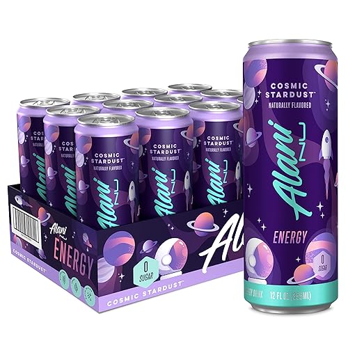 Alani Nu COSMIC STARDUST Sugar Free, Low Calorie Energy Drinks | 200mg Caffeine | Biotin B Vitamins | Zero Sugar | 10 Calories | 12 Fl Oz Cans | 12 Pack - Cosmic Stardust - 12 Fl Oz (Pack of 12)