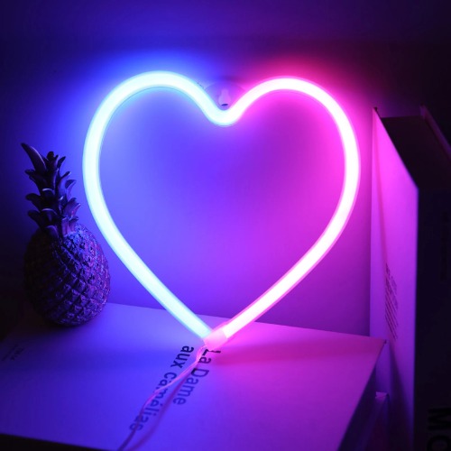Battery/USB LED Neon Light Wall Decoration - Multicolor / Blue Pink Heart