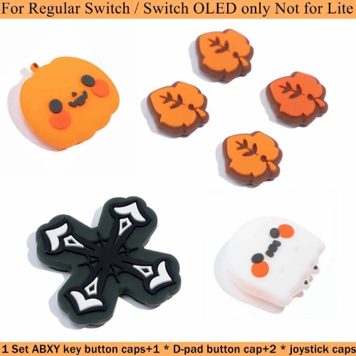 Cute & Spooky Halloween D-Pad ABXY Button Caps Luminous Thumb Grips for Nintendo Switch/Switch - Button Caps