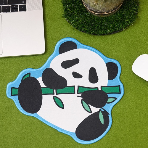 Cute Panda Mouse Pad with Stitched Edges - Blue