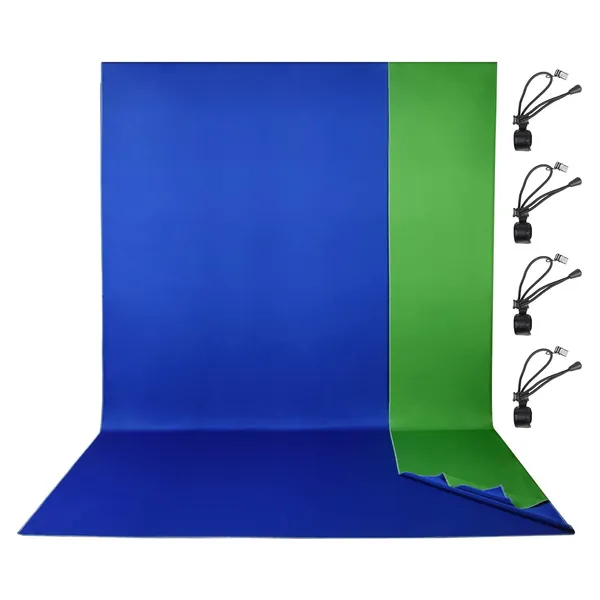 EMART 6 x 9 ft Photography Backdrop Background, Chromakey Green/Blue 2-in-1 Polyester-Cotton Background Screen for Photo Video Studio, 4 x Backdrop Clip - Green/Blue