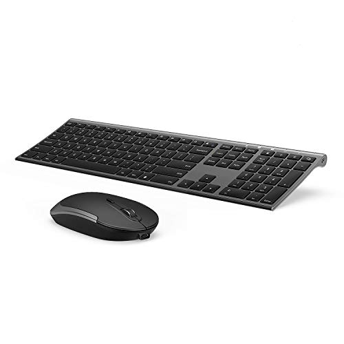 Wireless Keyboard and Mouse, Vssoplor 2.4GHz Rechargeable Compact Quiet Full-Size Keyboard and Mouse Combo with Nano USB Receiver for Windows, Laptop, PC, Notebook-Dark Gray - Dark Gray