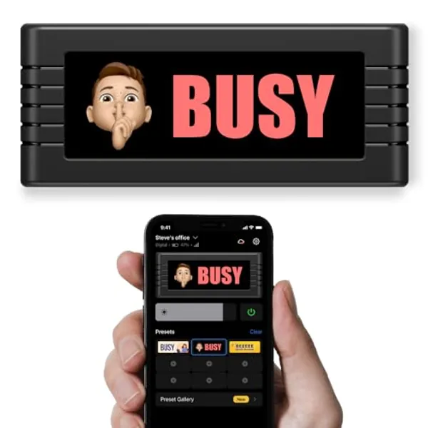 The BusyBox D (digital) smart sign, with HD screen. For Work From Home, Creators, Streamers, Students, Focus Time, Office Decor, and Family Fun.