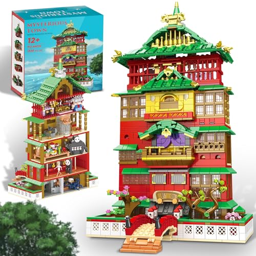 Tylzorix Architectural House Sets Spirited Away Building Block Set, Creative Anime House Building Block Set, Suitable for Adults and Kids Over 12 Years Old (1868pcs)