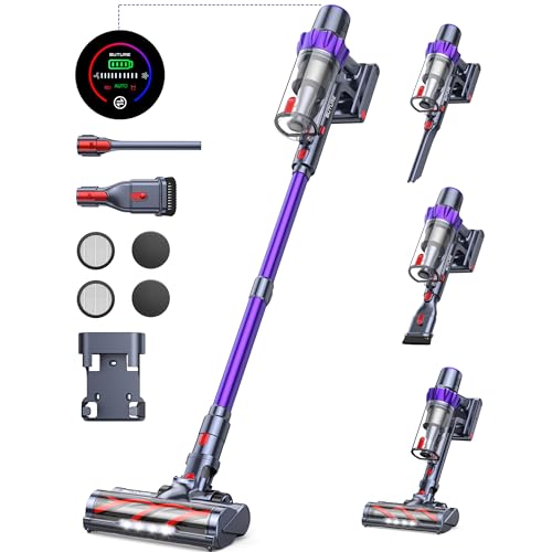 BuTure Cordless Vacuum Cleaner, 38Kpa 450W Stick Vacuum with Brushless Motor, Anti-Tangle Vacuum Cleaner for Home, Automatically Adjust Suction, Wireless Vacuum for Pet Hair/Carpet/Hard Floor - 450W - Purple