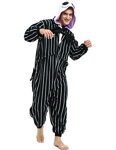 Es Unico Nightmare Before Christmas Jack Skellington Onesie Costume For Adult Men Women - X-Large - Black