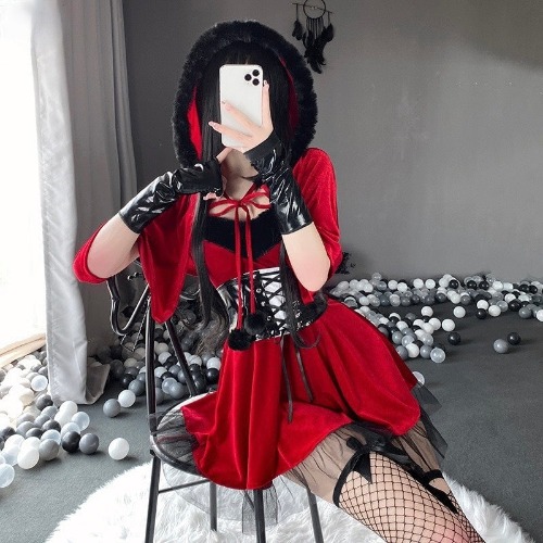 Festive Holiday Red Riding Hood Costume - S