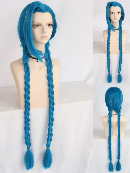 1 pezzo lungo intrecciato Parrucca sintetica per cosplay & 1 pezzo Berretto per parrucca