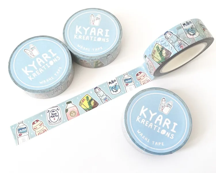 Asian Drinks Washi Tape, Japanese Washi Tape, Kawaii Stationery Tape