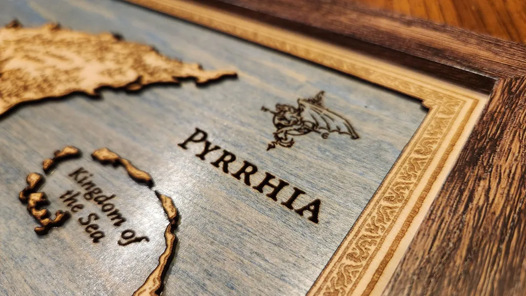 3D Wood Engraved Map of Pyrrhia Wings of Fire Map