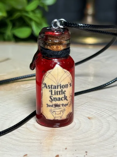 Astarion’s Little Snack Potion Necklace, Astarion Ancunin Baldurs Gate Inspired Potion Necklace