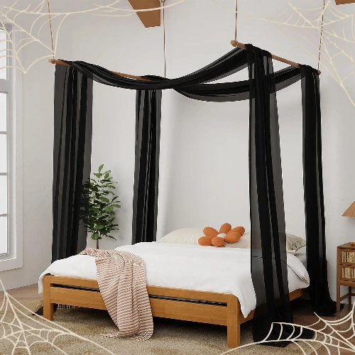 Black Tulle Queen Bed Canopy