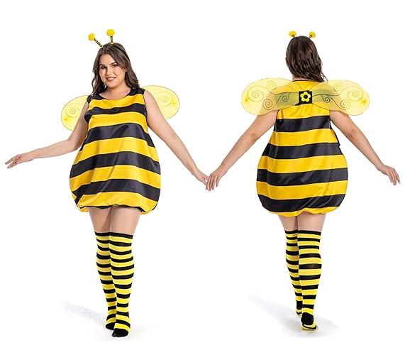 Fairycos Große Größen Bienen Kostüm für Damen Erwachsene 34-60 - 34-36