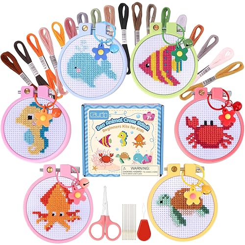 Cross Stitch Kit for Kids, Sea Animals