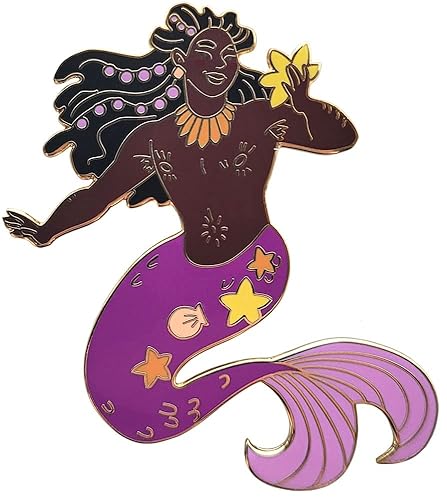 Pinsanity Purple Merman Enamel Lapel Pin, 1.75 Inch, enamel, no gemstone