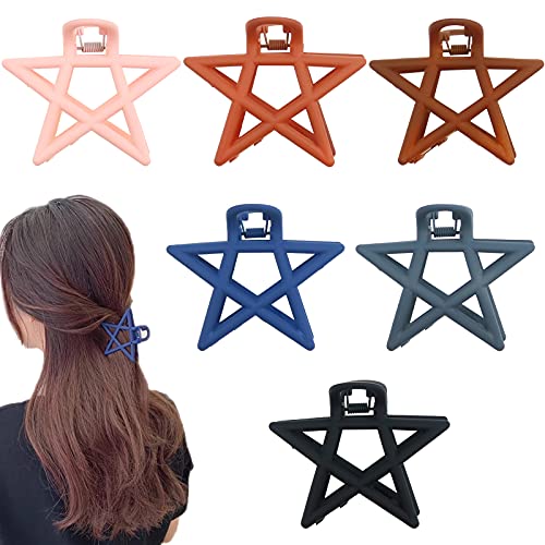 6 PACK Large Hollow Star Hair Claw Clips