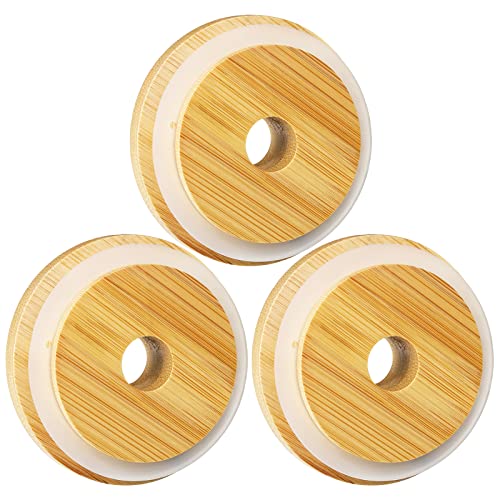 Bamboo Lids with Straw Hole - 3PCS