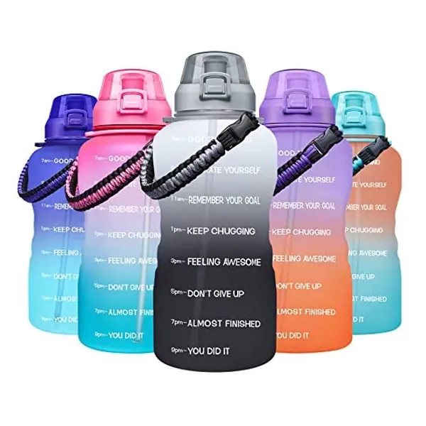
                            Giotto Large 1 Gallon Motivational Water Bottle with Paracord Handle & Removable Straw - Leakproof Tritan BPA Free Fitness Sports Water Jug with Time Marker to Ensure You Drink Enough Water Daily
                        