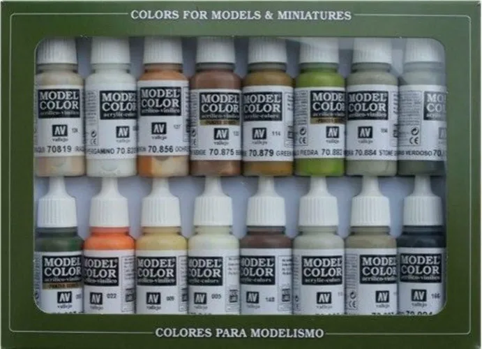 Vallejo Model Color Earthtones Acrylic Paint Set - Assorted Colours (Pack of 16)