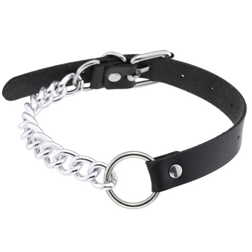 Chain Faux Leather Black Choker